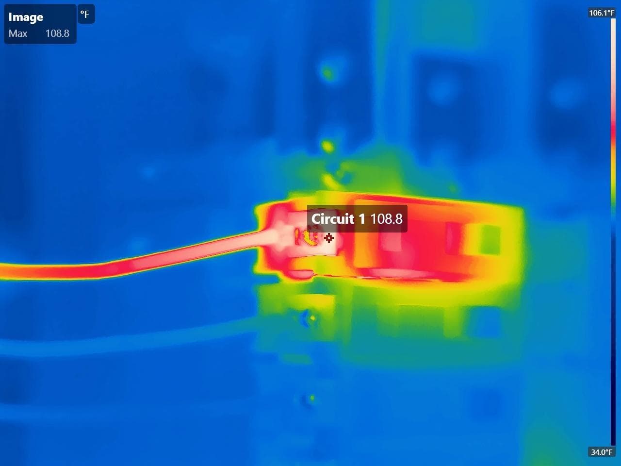 Thermal image: Overloaded lighting circuit in a hotel kitchen